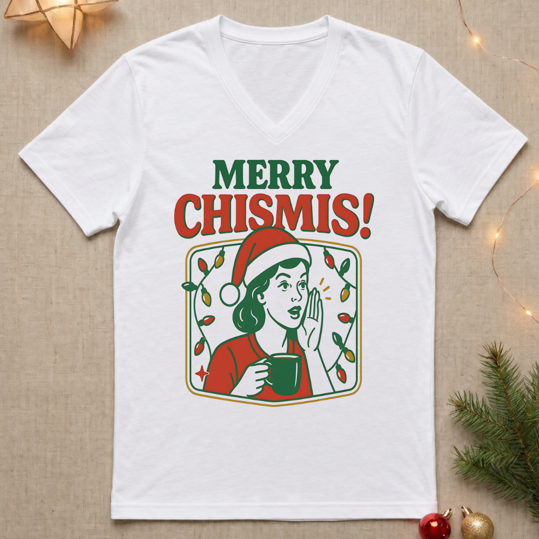 Merry Chismis! Retro Ladies' V-Neck