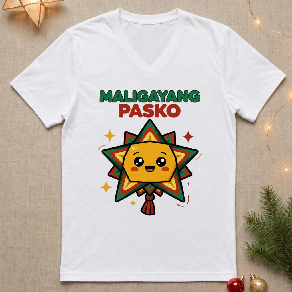 Kawaii Maligayang Pasko Ladies' V-Neck
