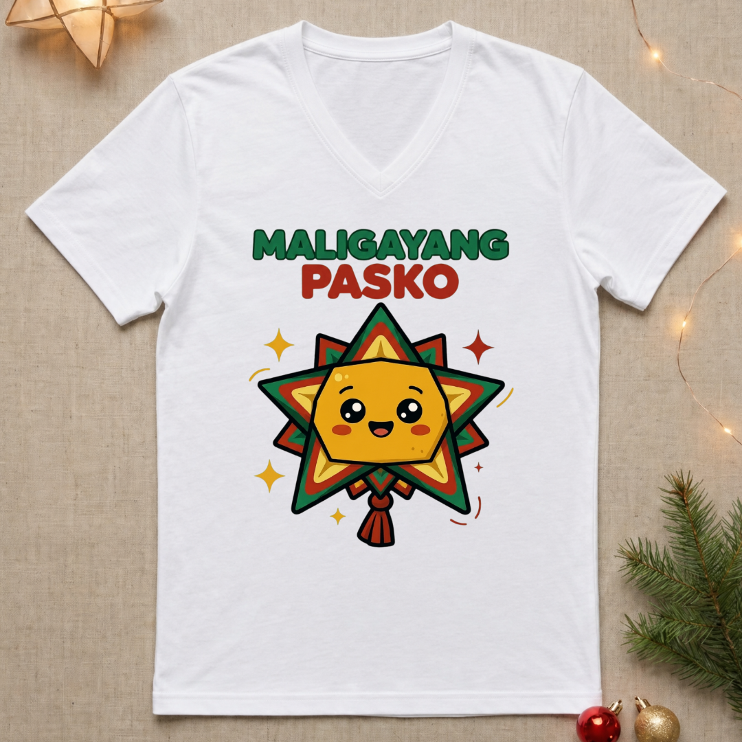 Kawaii Maligayang Pasko Ladies' V-Neck