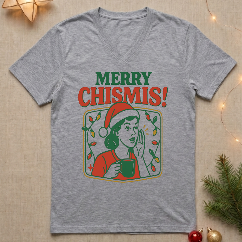 Merry Chismis! Retro Ladies' V-Neck