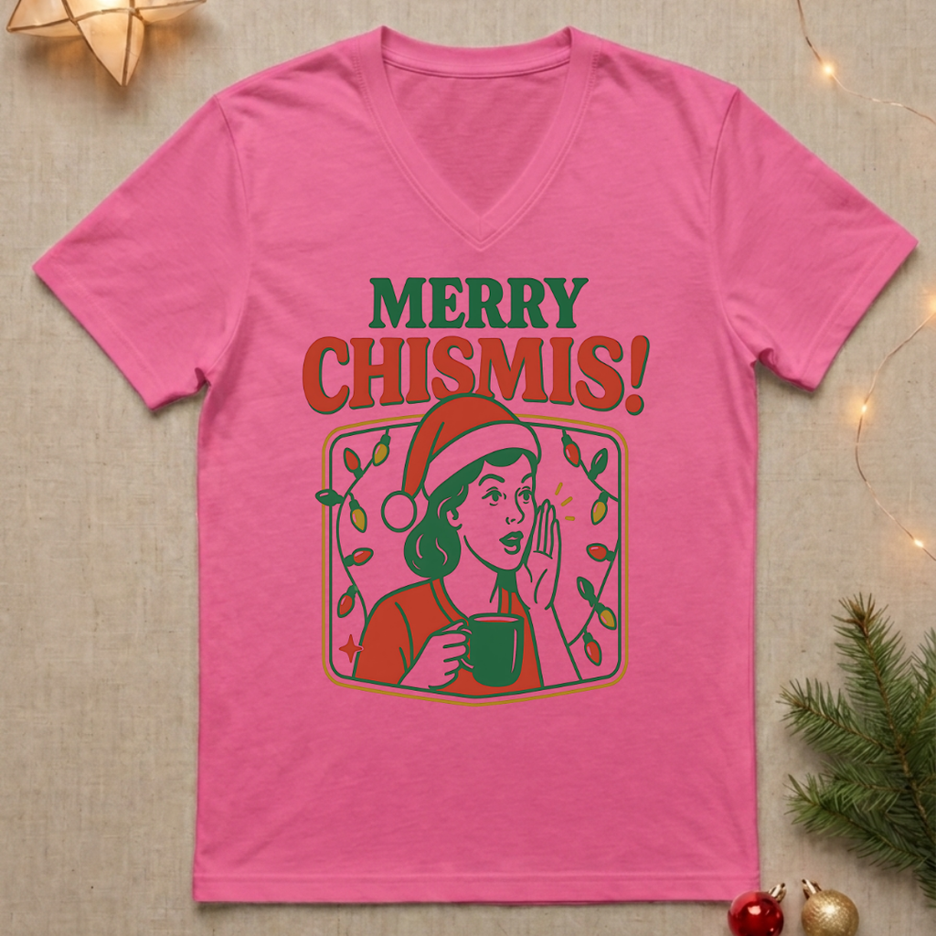 Merry Chismis! Retro Ladies' V-Neck
