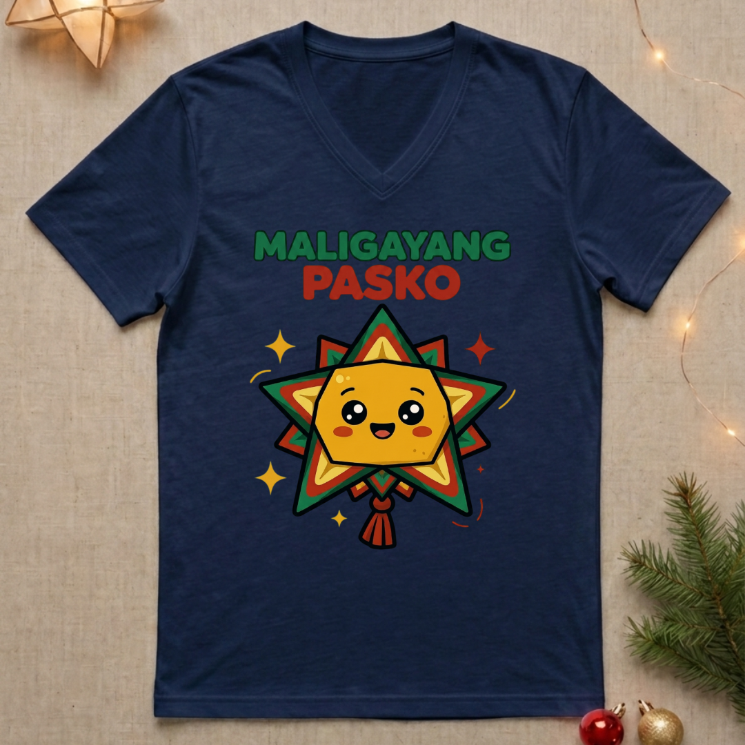 Kawaii Maligayang Pasko Ladies' V-Neck