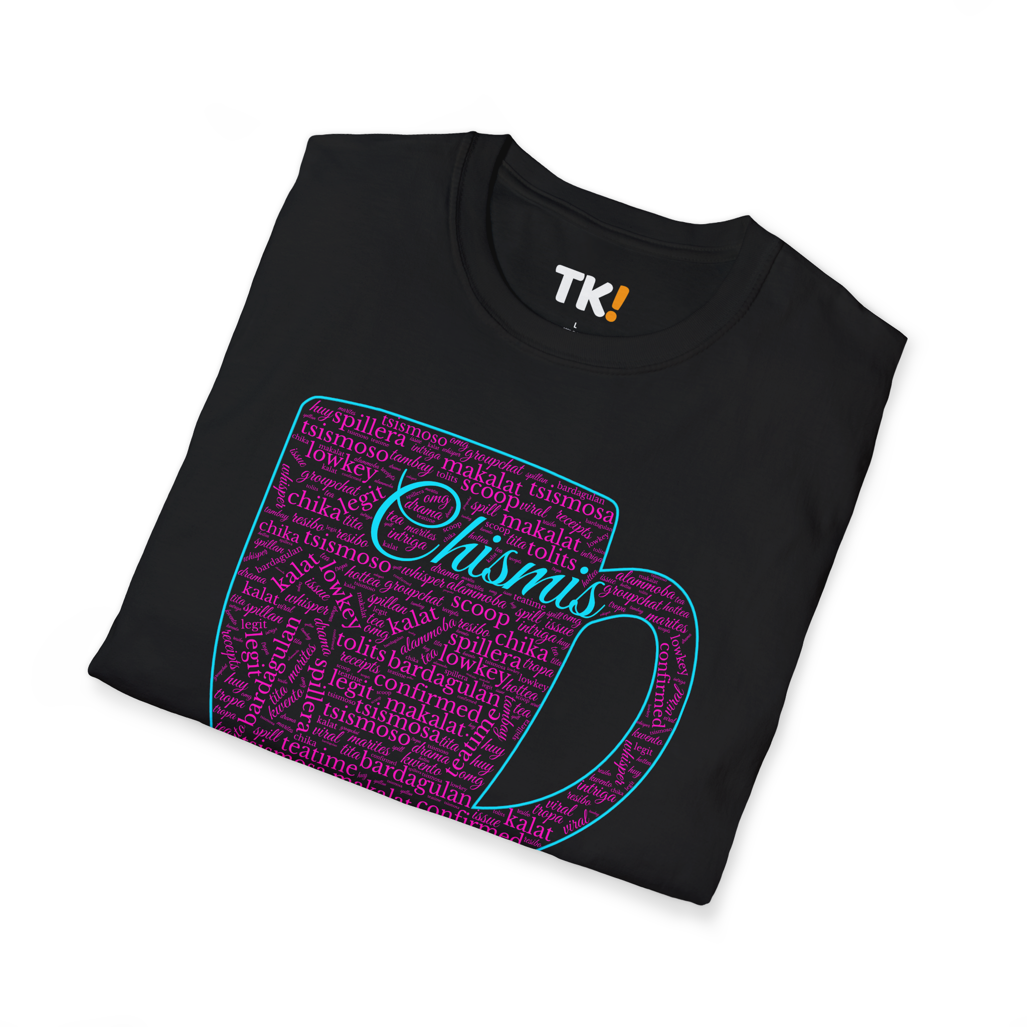 Chismis Word Cloud Cyan/Pink - Border