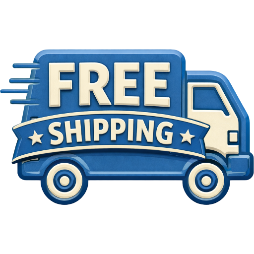 Blue delivery truck with 'Free Shipping' text on a white background